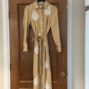 Zara Cream Buttoned Long Sleeve Shirt Dress